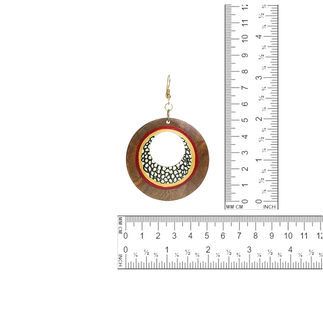 'Mosaic Pair' Bohemian Earrings Hand-painted In Mosaic Pattern (Sheesham Wood)