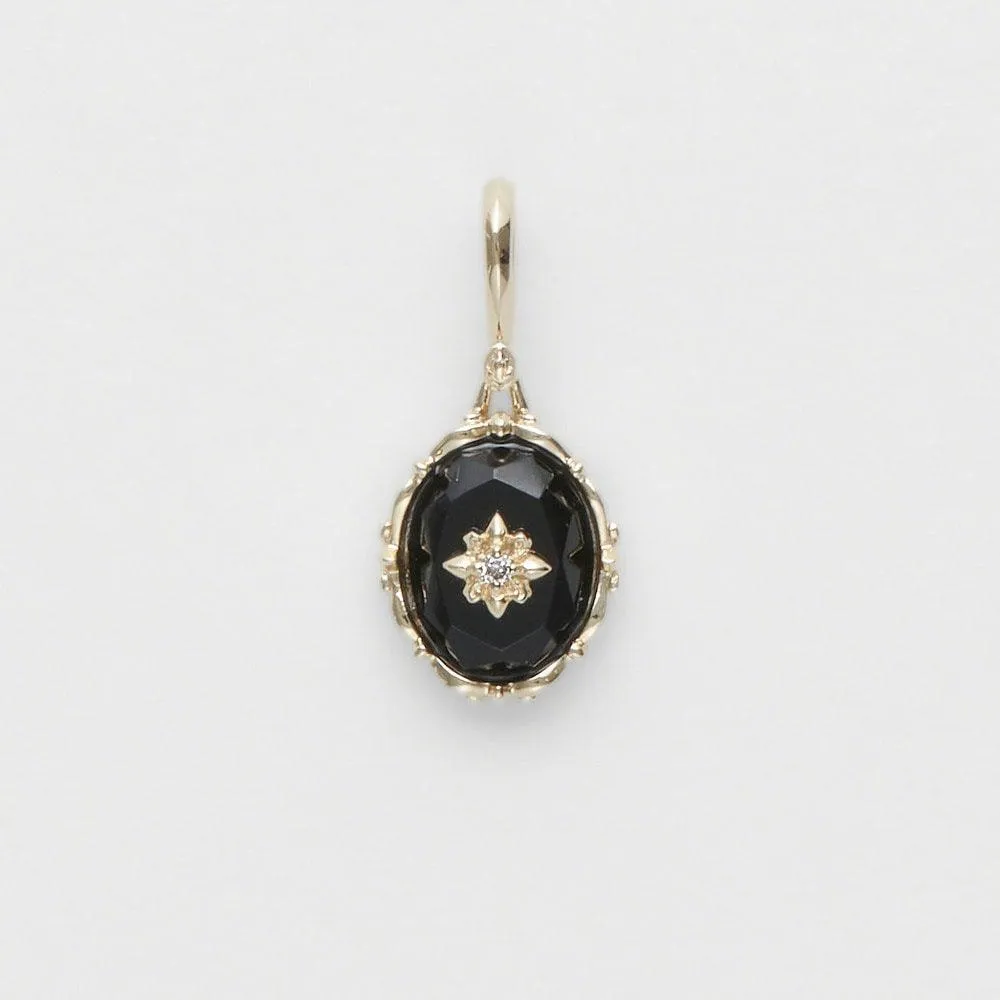 Natural Black Agate Flower Cut Ring
