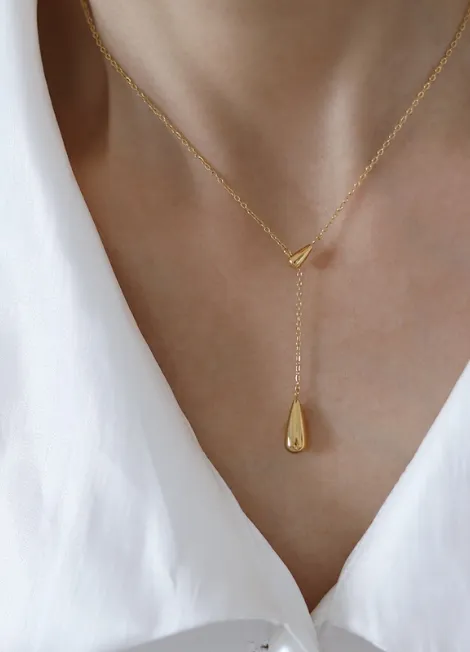Necklace | Double Waterdrop | 18K Gold Plated
