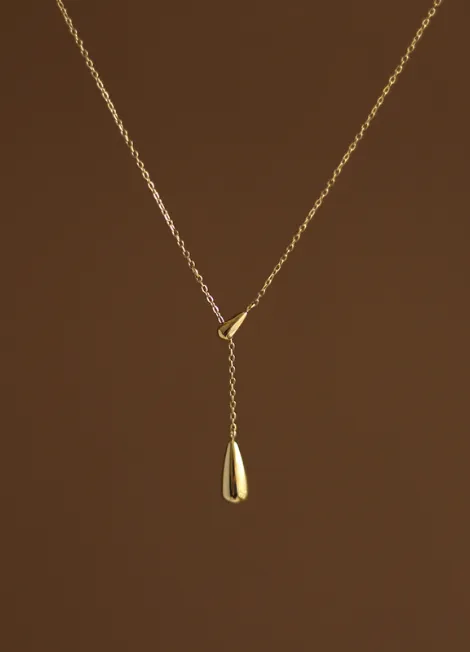 Necklace | Double Waterdrop | 18K Gold Plated
