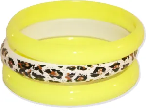 NEON NATION 3 Pack Bangles w/Cheetah Print 80s Style Bracelets