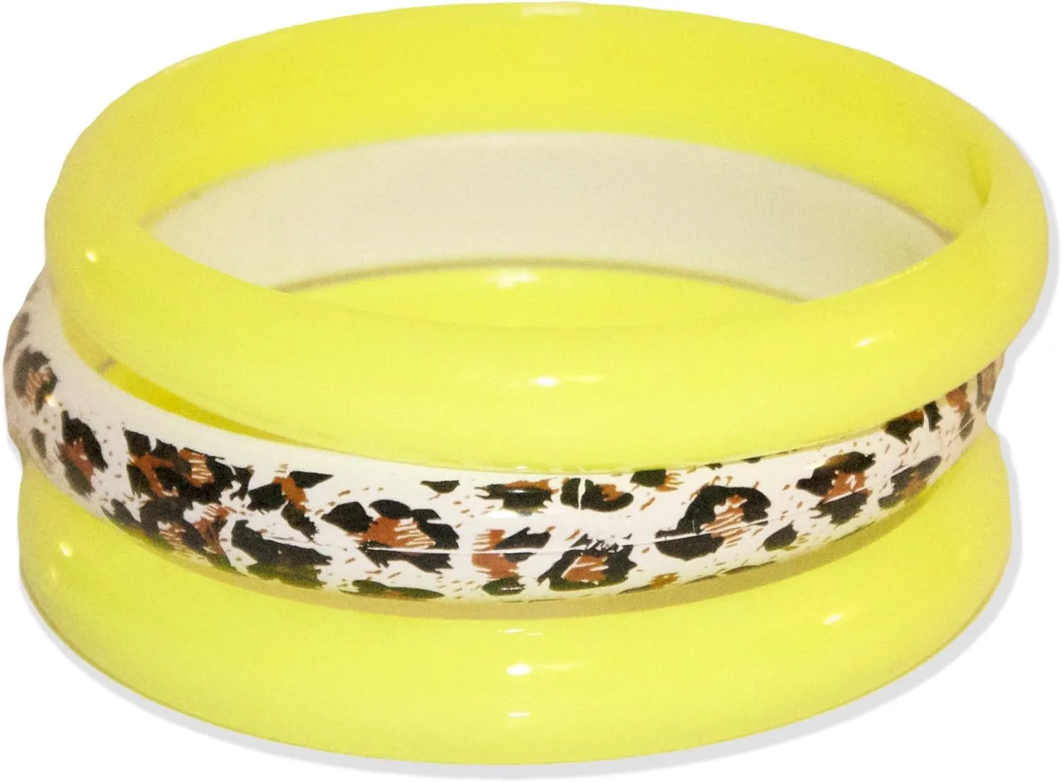 NEON NATION 3 Pack Bangles w/Cheetah Print 80s Style Bracelets