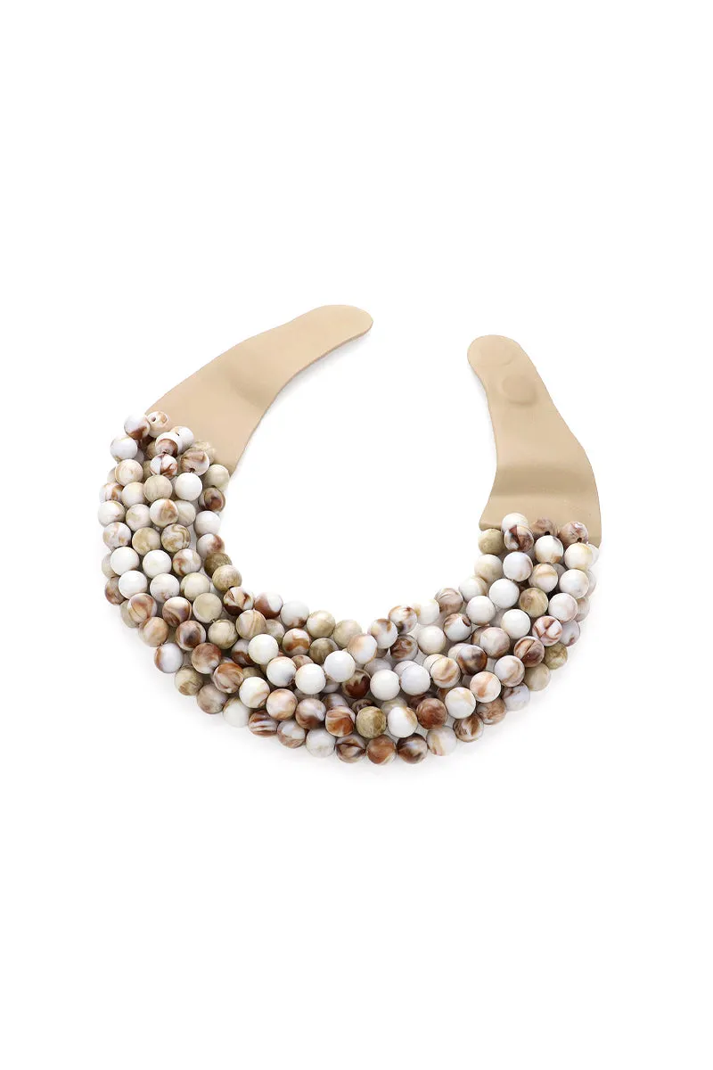 Neutral Beaded Bib Necklace