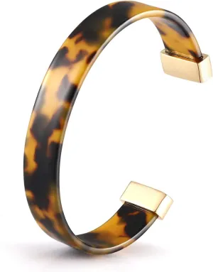 Open Cuff Bracelet Statement Acrylic Resin Lucite Cuff Bracelet Minimalist Tortoise Shell Bangles Bracelet Adjustable Lightweight Bangle