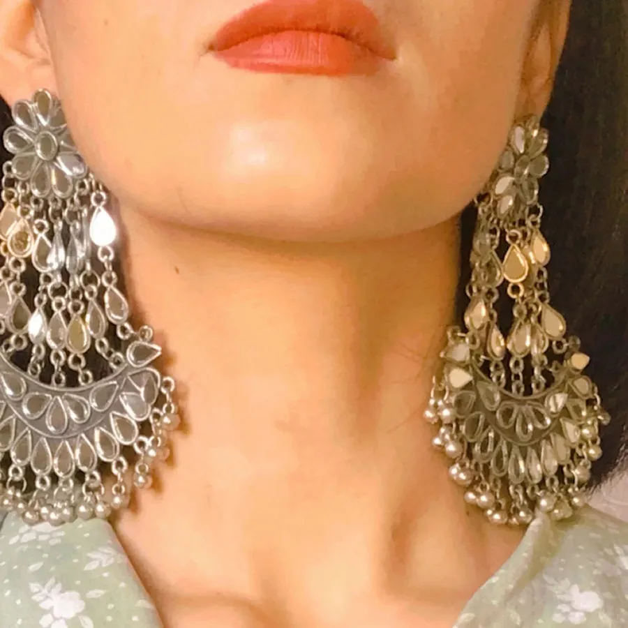 Oversized Long Dangle Tribal Earrings