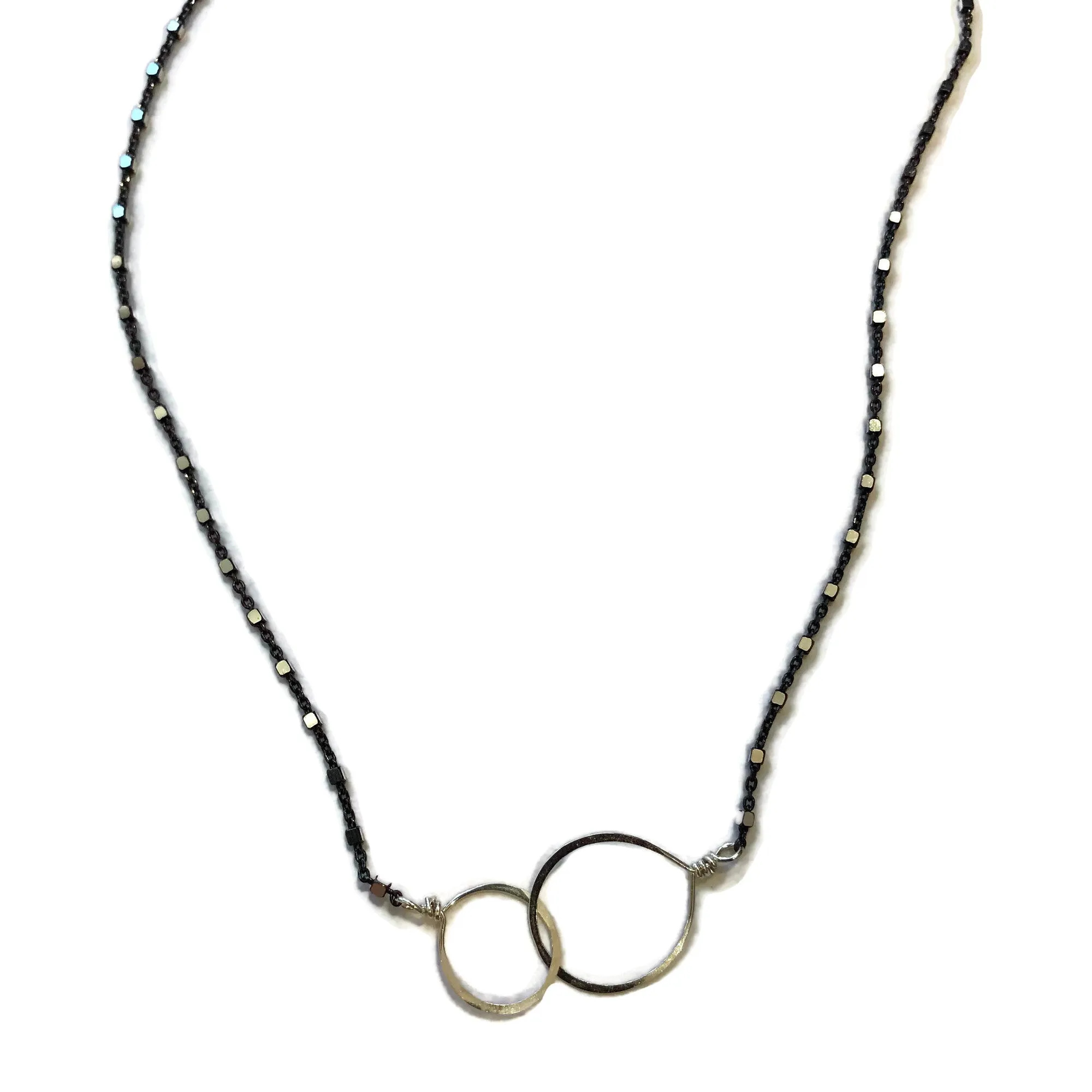 Oxidized 2 Circles Necklace