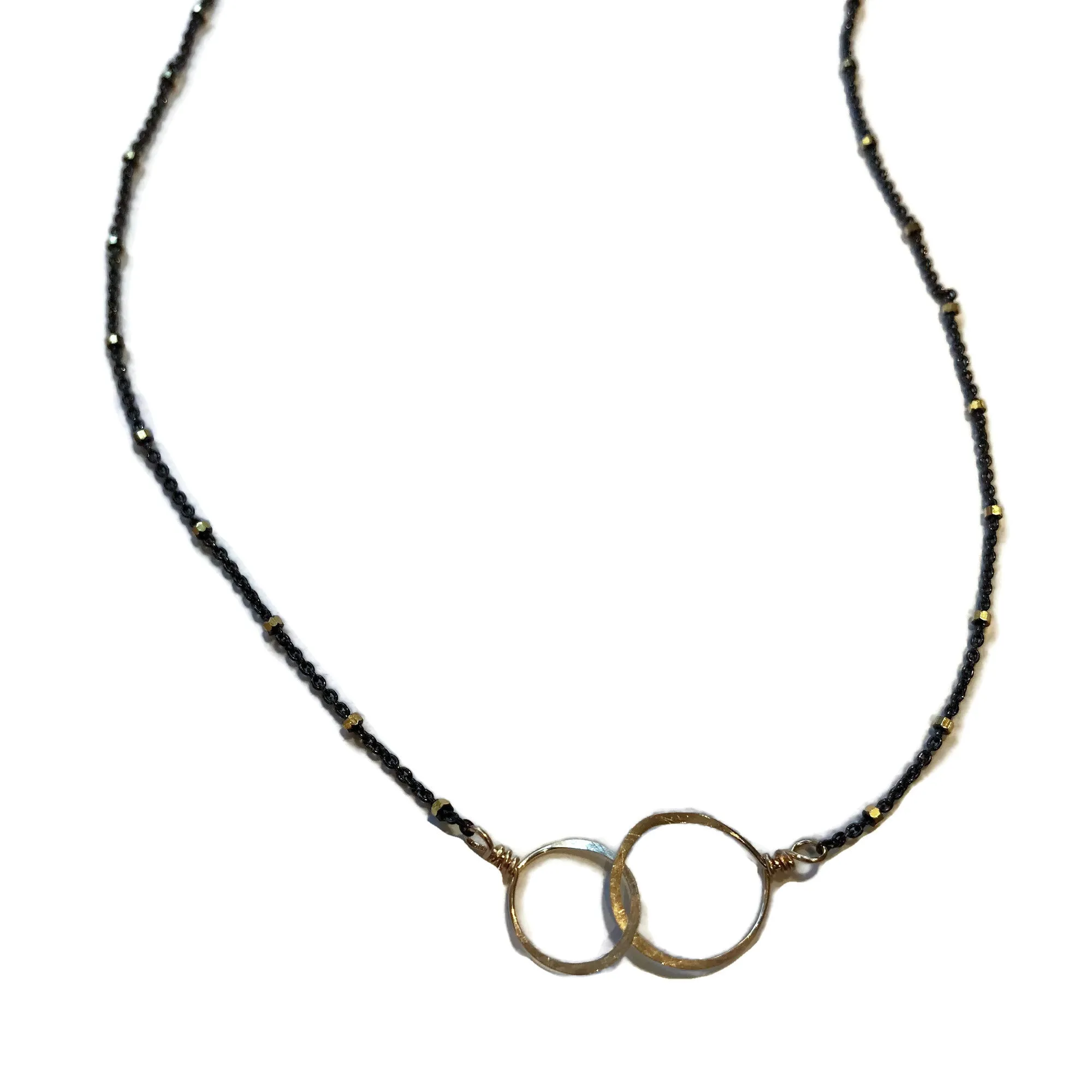 Oxidized 2 Circles Necklace