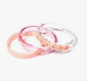 Peach Flower Power Bangles - Set of 3