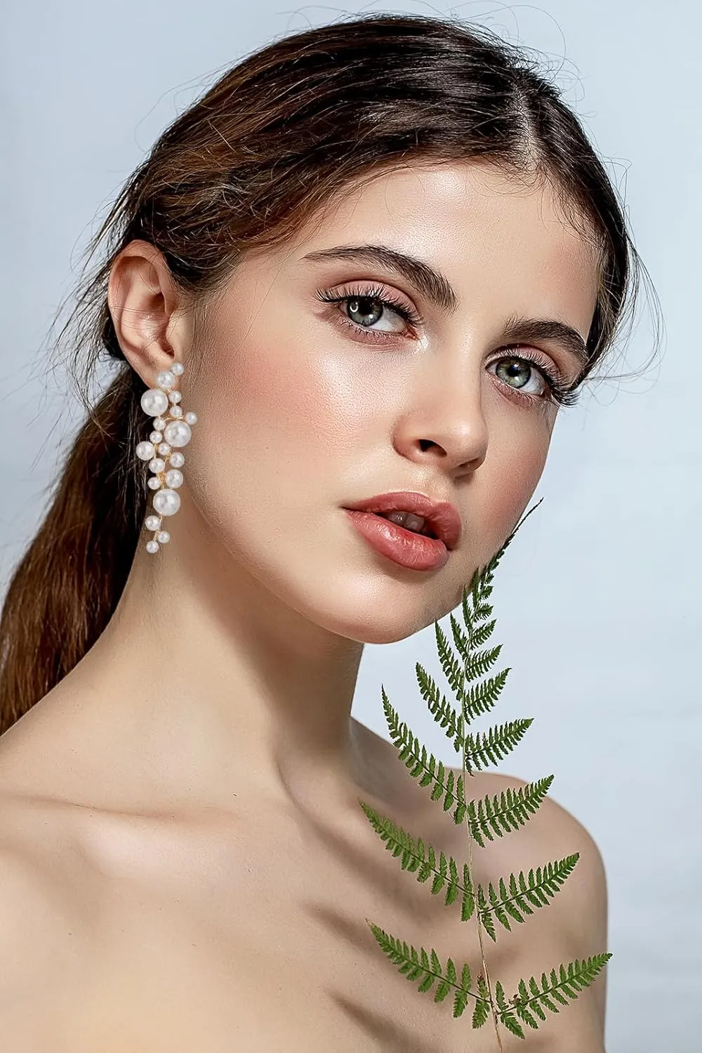 Pearl Dangle Earrings Long Tassel Pearl Earrings for Women Dainty Pearl Chain Earrings Prom Jewelry