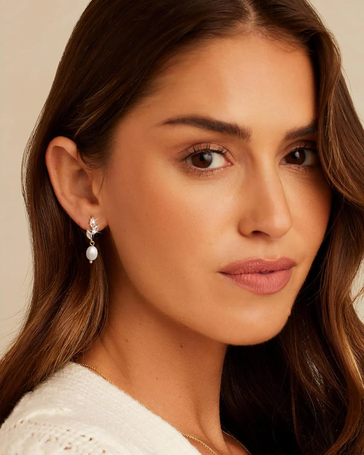 Pearl Earrings for Women, Trendy 14k Gold Plated Drop Hoop Pearl Earrings Dainty Freshwater Leaf Bow Pearl Dangle Earring Elegant Hypoallergenic Bridesmaid Gold Pearl Earrings Wedding Jewelry for Women