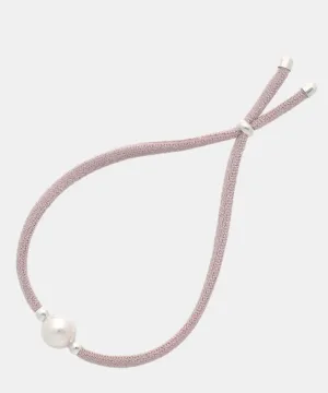 Pink Elastic Bracelet for Women with Organic Pearl, 8mm Round White Pearl, Adjustable 7.8 Length, Sifnos Collection