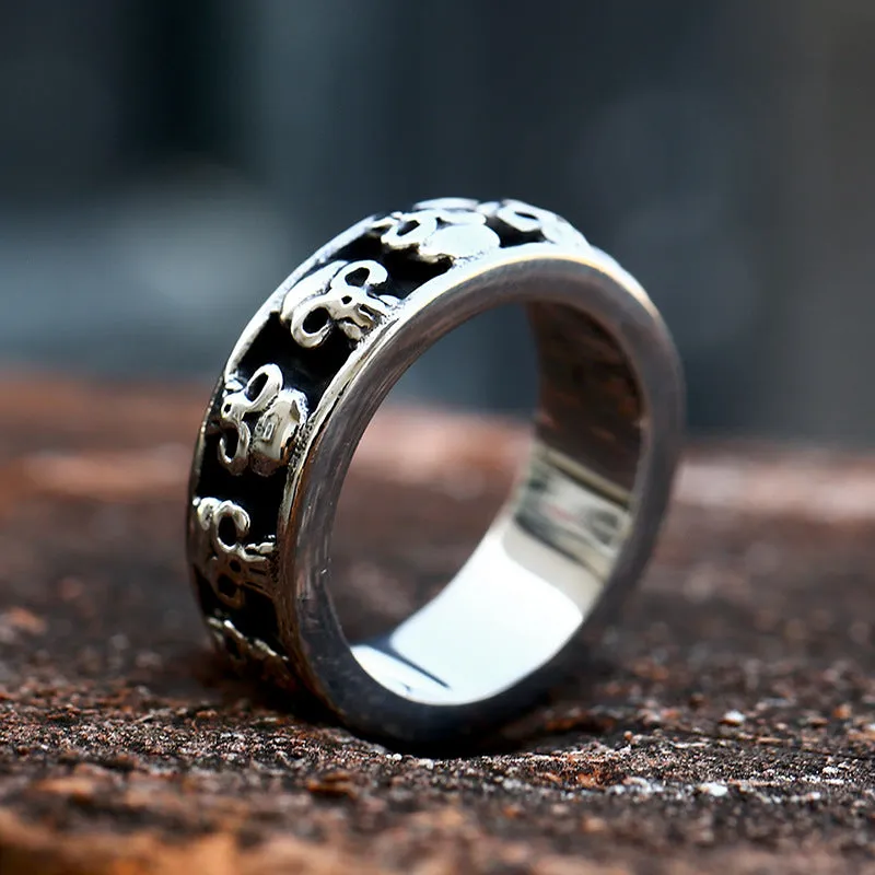 Punk Hip Hop Retro Skull Stainless Steel Ring for Men - Wholesale Titanium Steel Jewelry