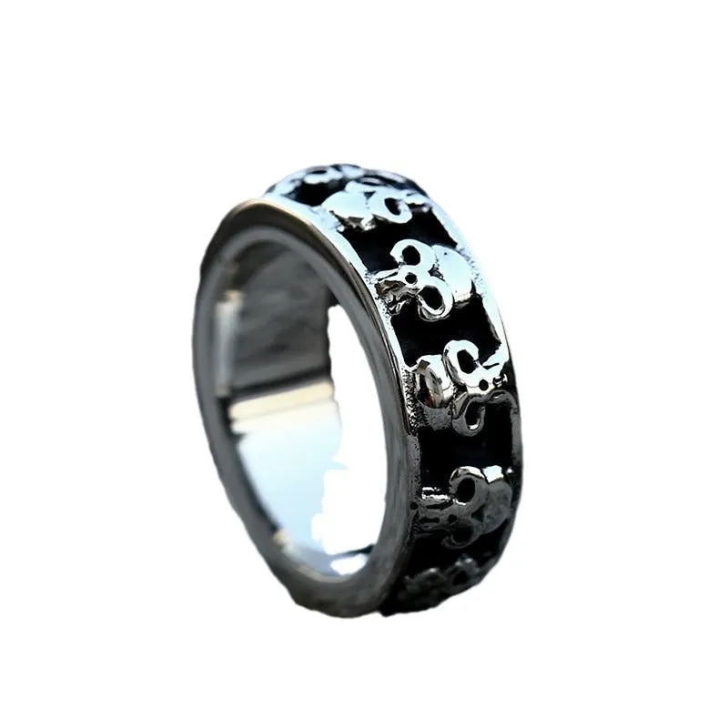 Punk Hip Hop Retro Skull Stainless Steel Ring for Men - Wholesale Titanium Steel Jewelry