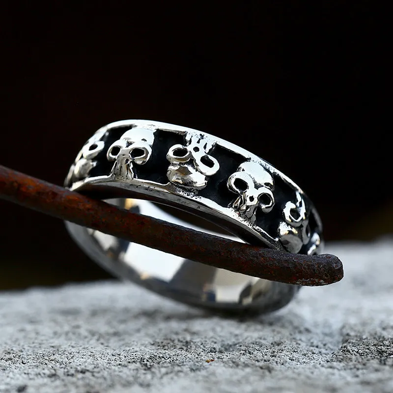 Punk Hip Hop Retro Skull Stainless Steel Ring for Men - Wholesale Titanium Steel Jewelry