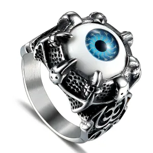Punk-Inspired Domineering Demon's Eye Titanium Steel Ring for Men - Customizable Pupil Design