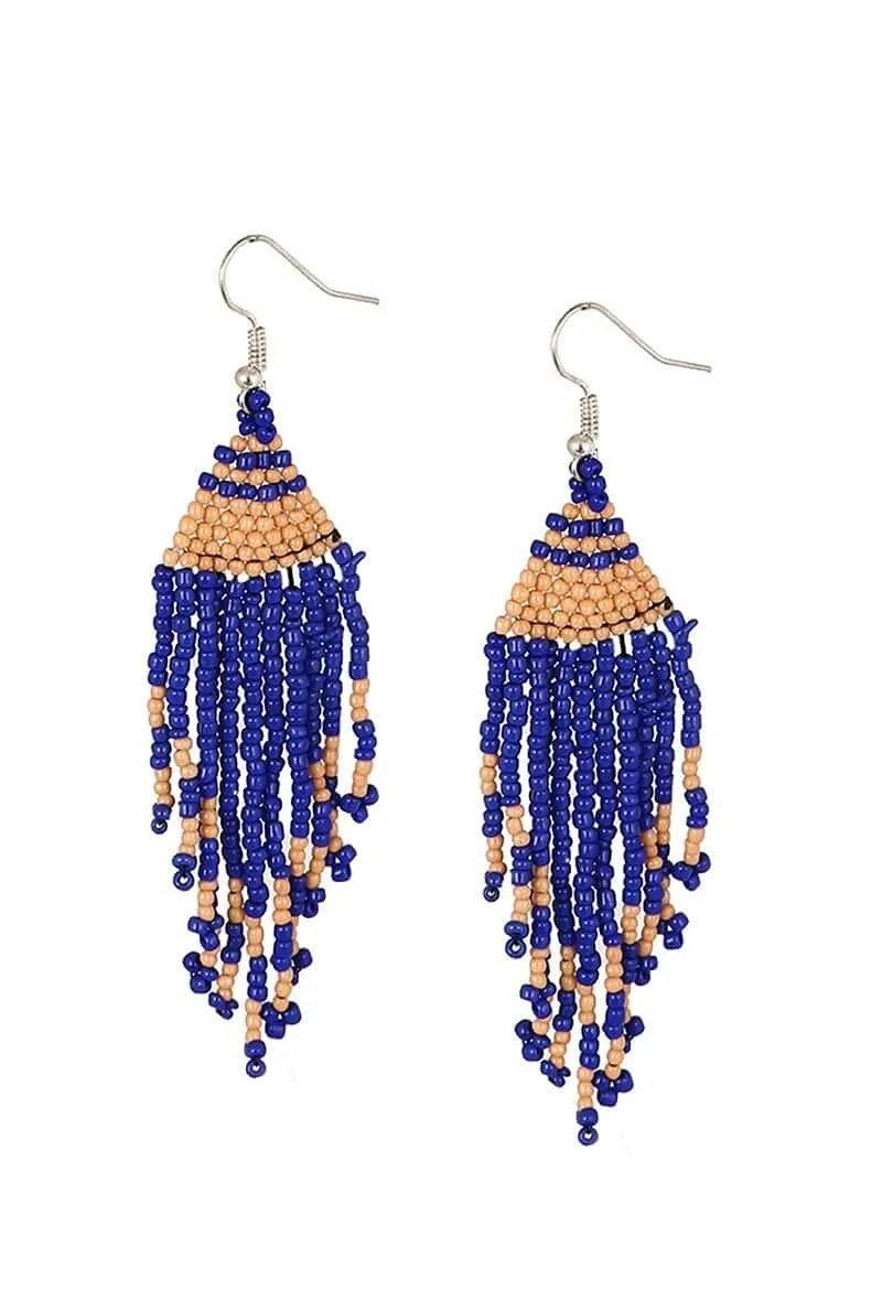 Purple Beaded Danglers