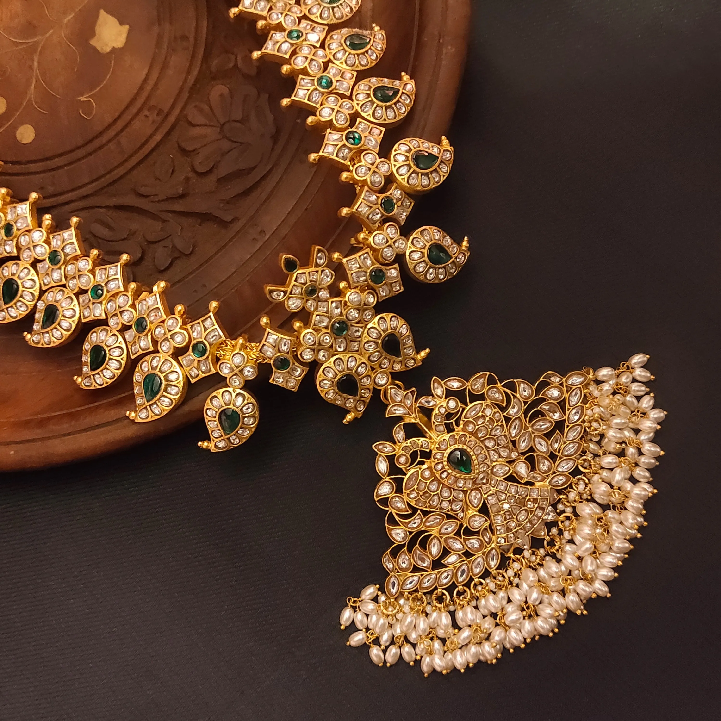 "Glamorous Elegance: The Polki Diamond Mango Haram Set by ASP Fashion Jewellery 09274575"