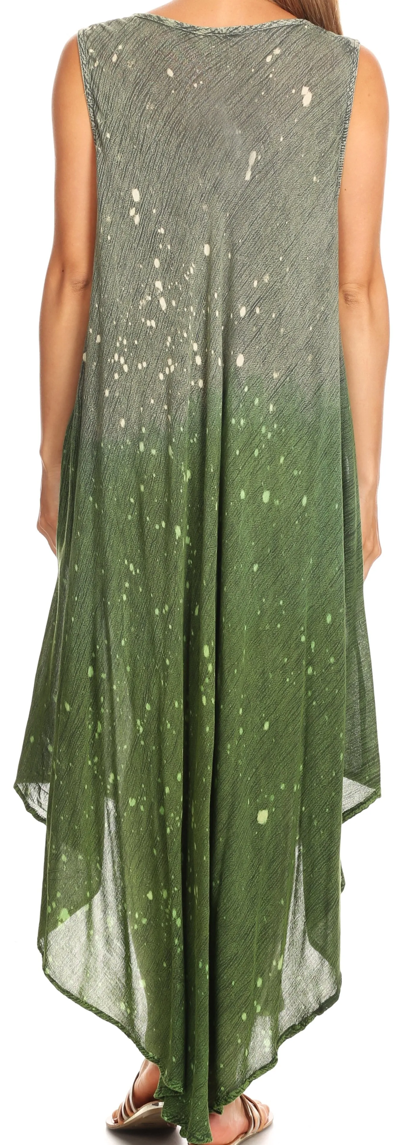 Sakkas Priscilla Sleeveless Stonewashed Ombre Tie Front Dress / Cover Up