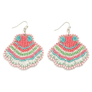 Seed Bead Shell Drop Earrings