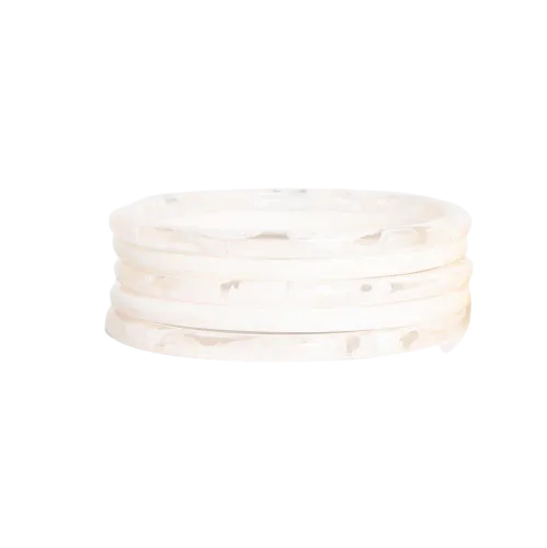 Set of 5 White Acetate Bangles