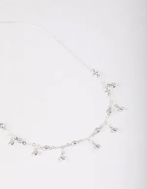 Silver Plated Cubic Zirconia Dainty Chain Drop Necklace