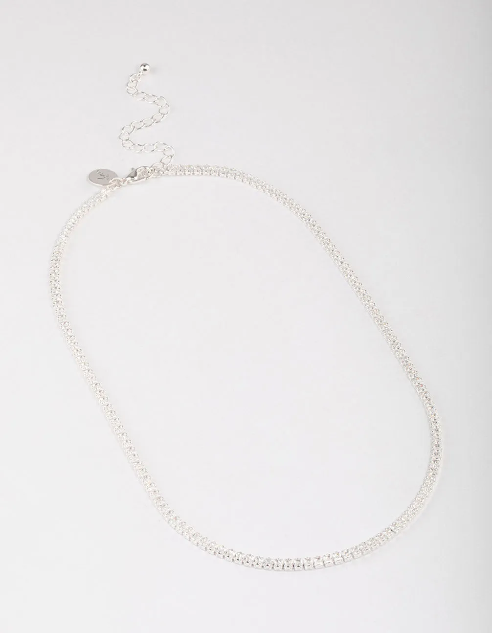Silver Plated Fine Cubic Zirconia Cupchain Tennis Necklace