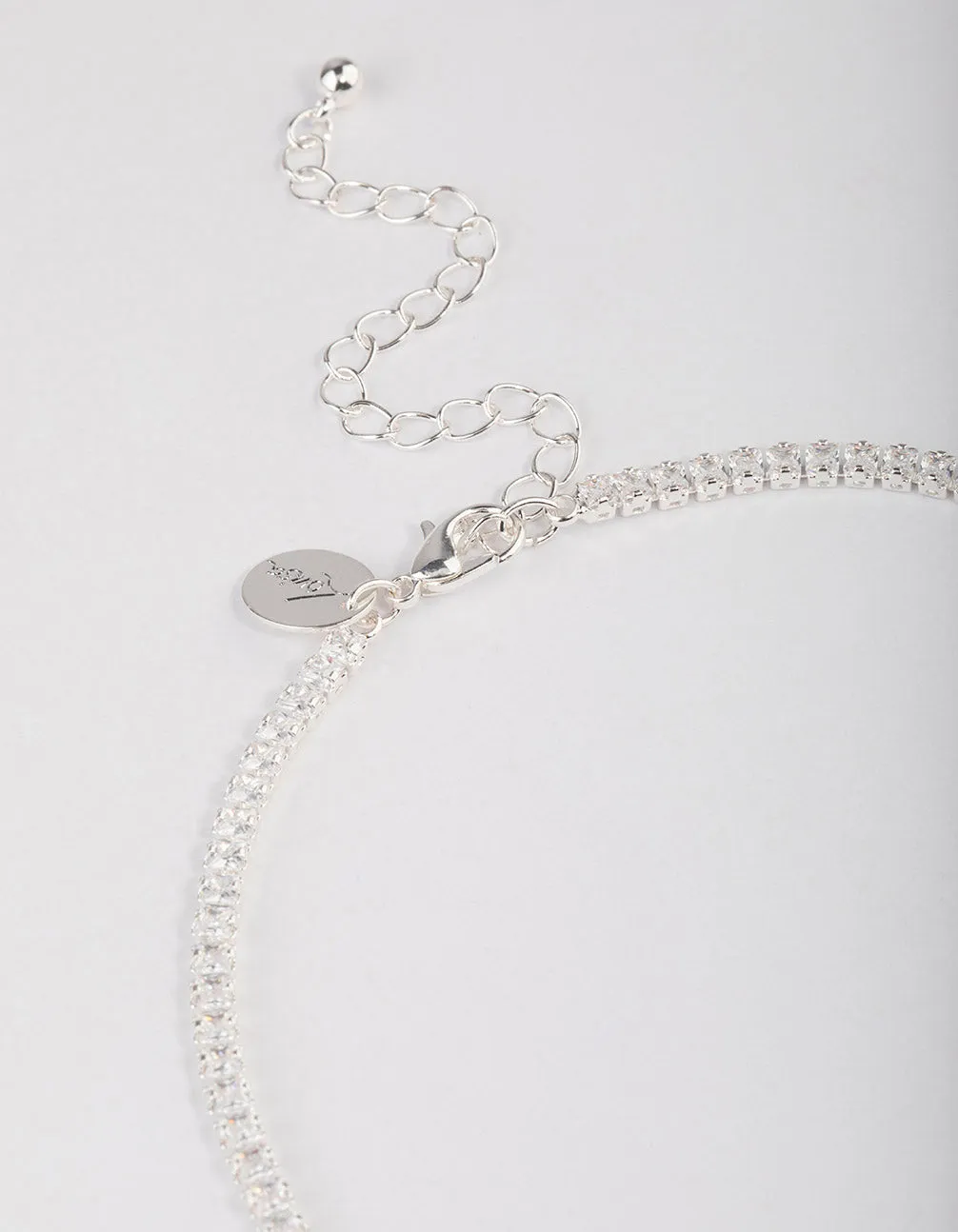 Silver Plated Fine Cubic Zirconia Cupchain Tennis Necklace