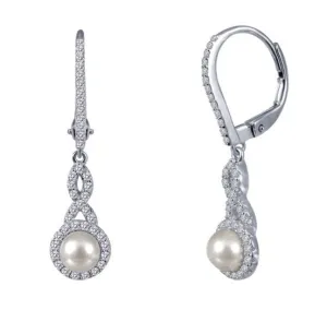 Simulated Diamond Pearl Infinity Earrings E0196CLP