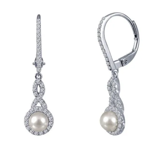 Simulated Diamond Pearl Infinity Earrings E0196CLP