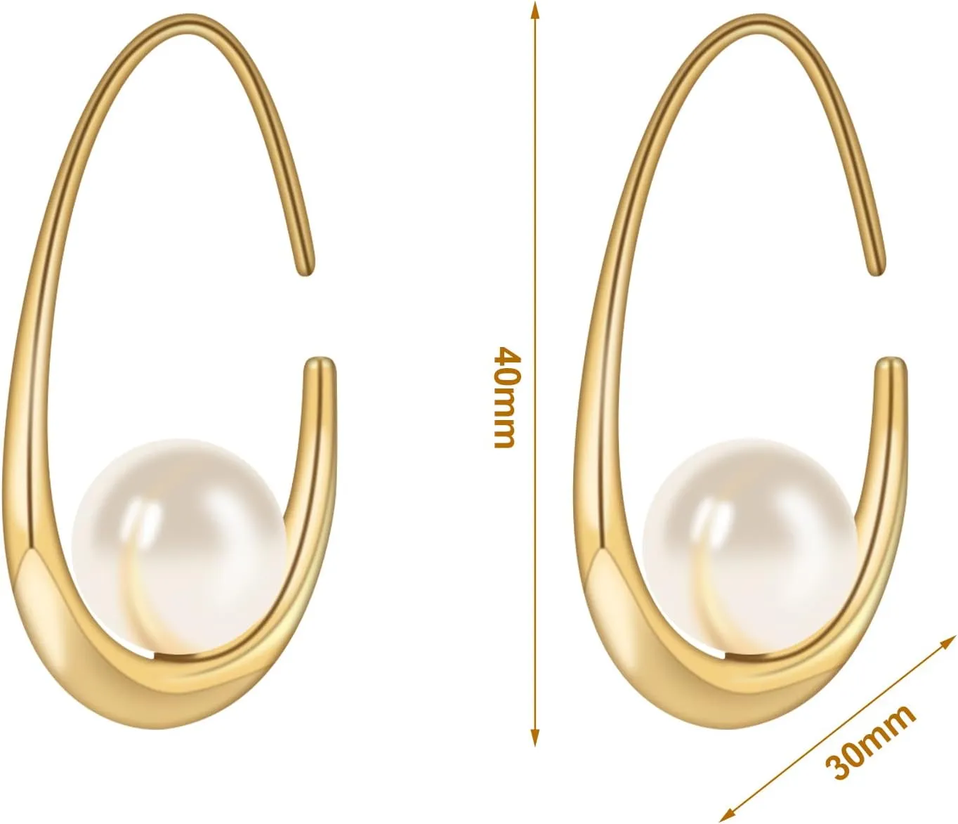 Statement Large Oval Hoop Pearl Earrings, Gold Pearl Drop Dangle Earrings for Women, Teardrop Silver Pearl Drop Earrings, Statement Fashion Wedding Bridal Earrings as Birthday Christmas Gifts