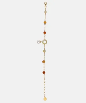 Sterling Silver Gold Plated Bracelet for Women with Organic Pearl and Murano Crystals, 6.5" Length, Algaida Collection