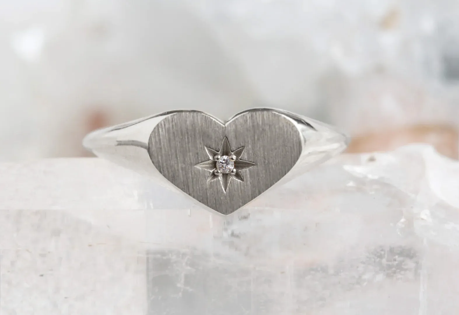 Sweetheart Diamond Signet Ring