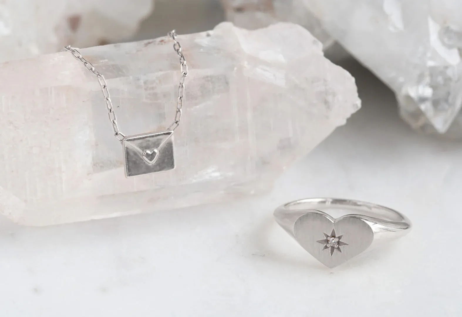 Sweetheart Diamond Signet Ring