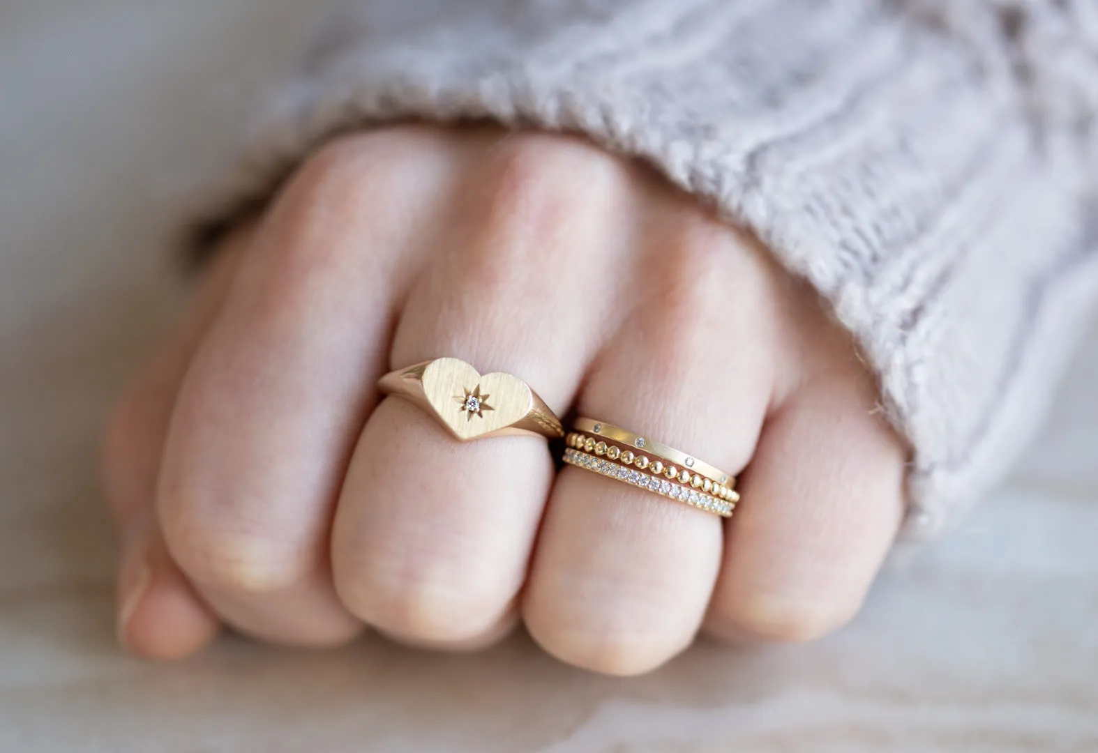 Sweetheart Diamond Signet Ring