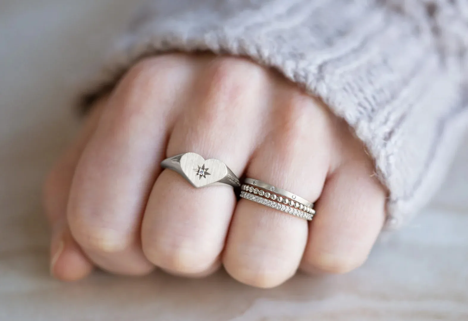 Sweetheart Diamond Signet Ring