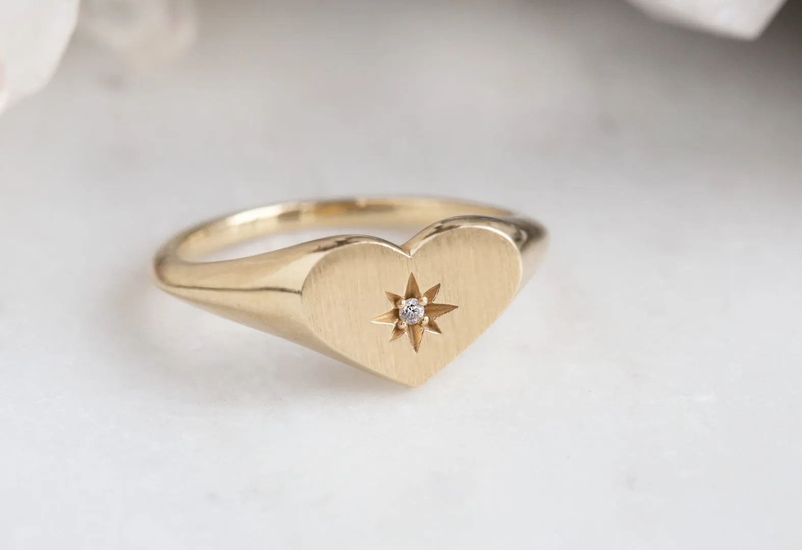 Sweetheart Diamond Signet Ring