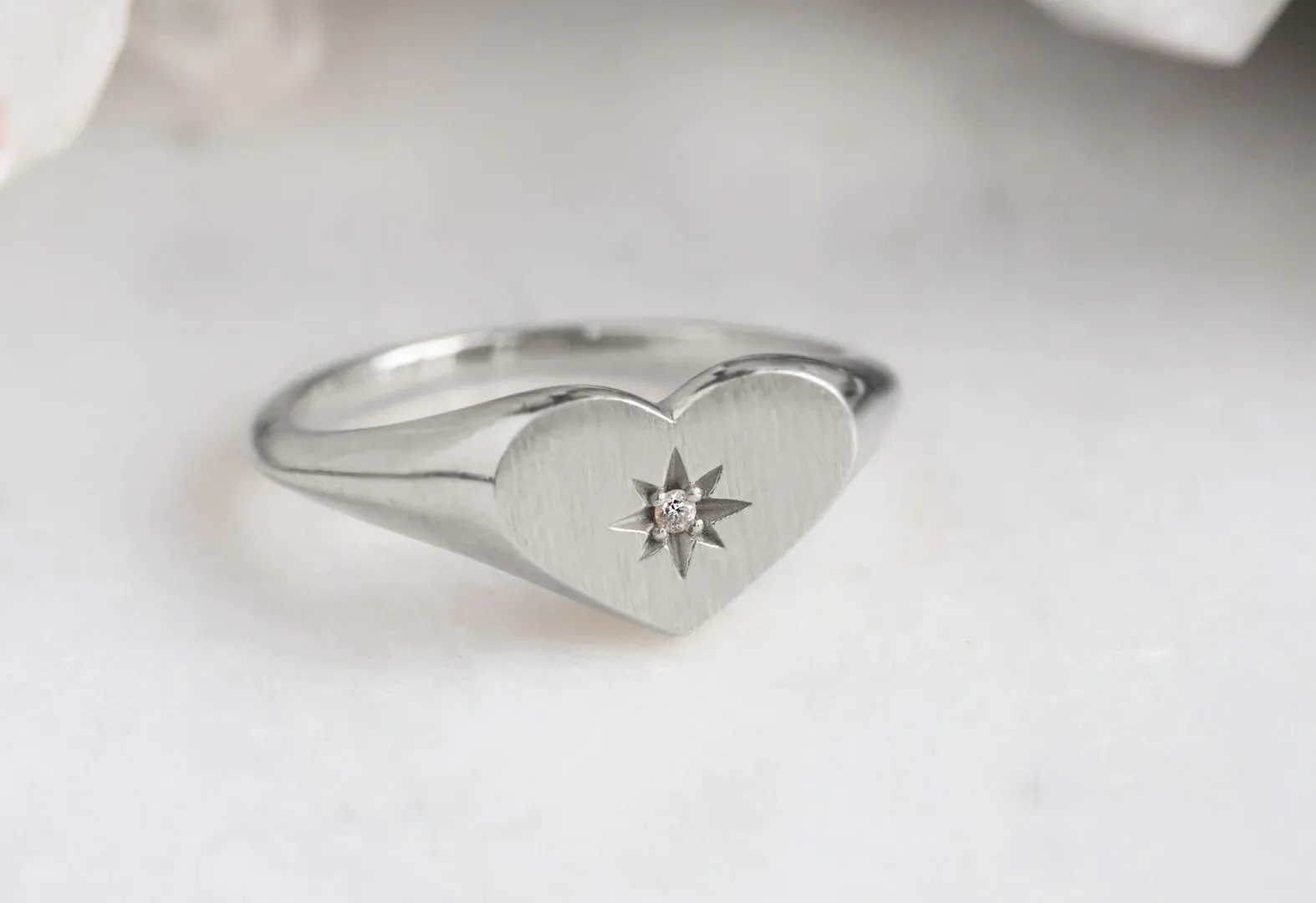 Sweetheart Diamond Signet Ring