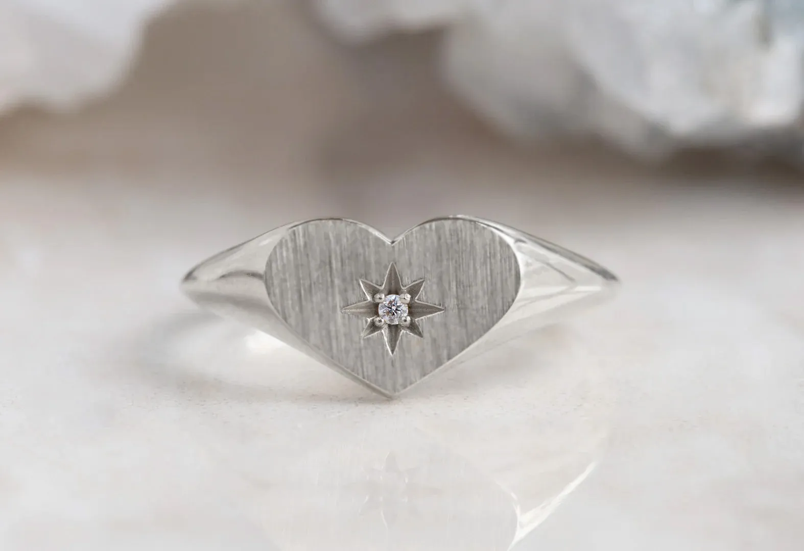 Sweetheart Diamond Signet Ring