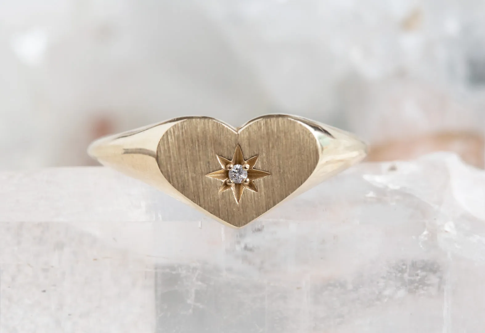 Sweetheart Diamond Signet Ring