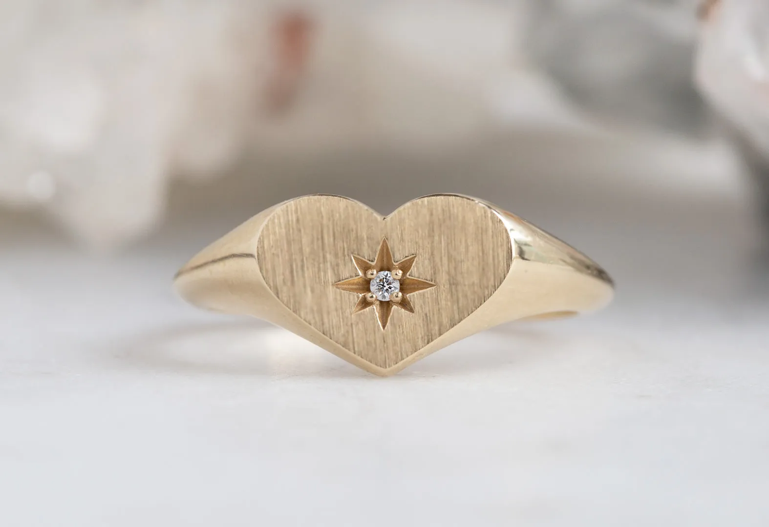 Sweetheart Diamond Signet Ring
