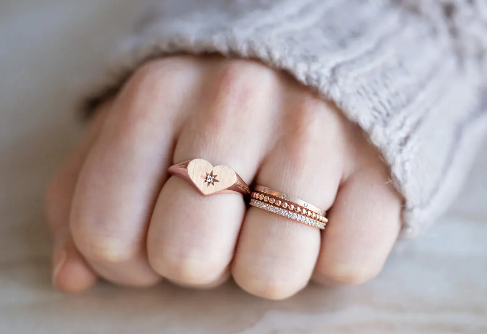 Sweetheart Diamond Signet Ring