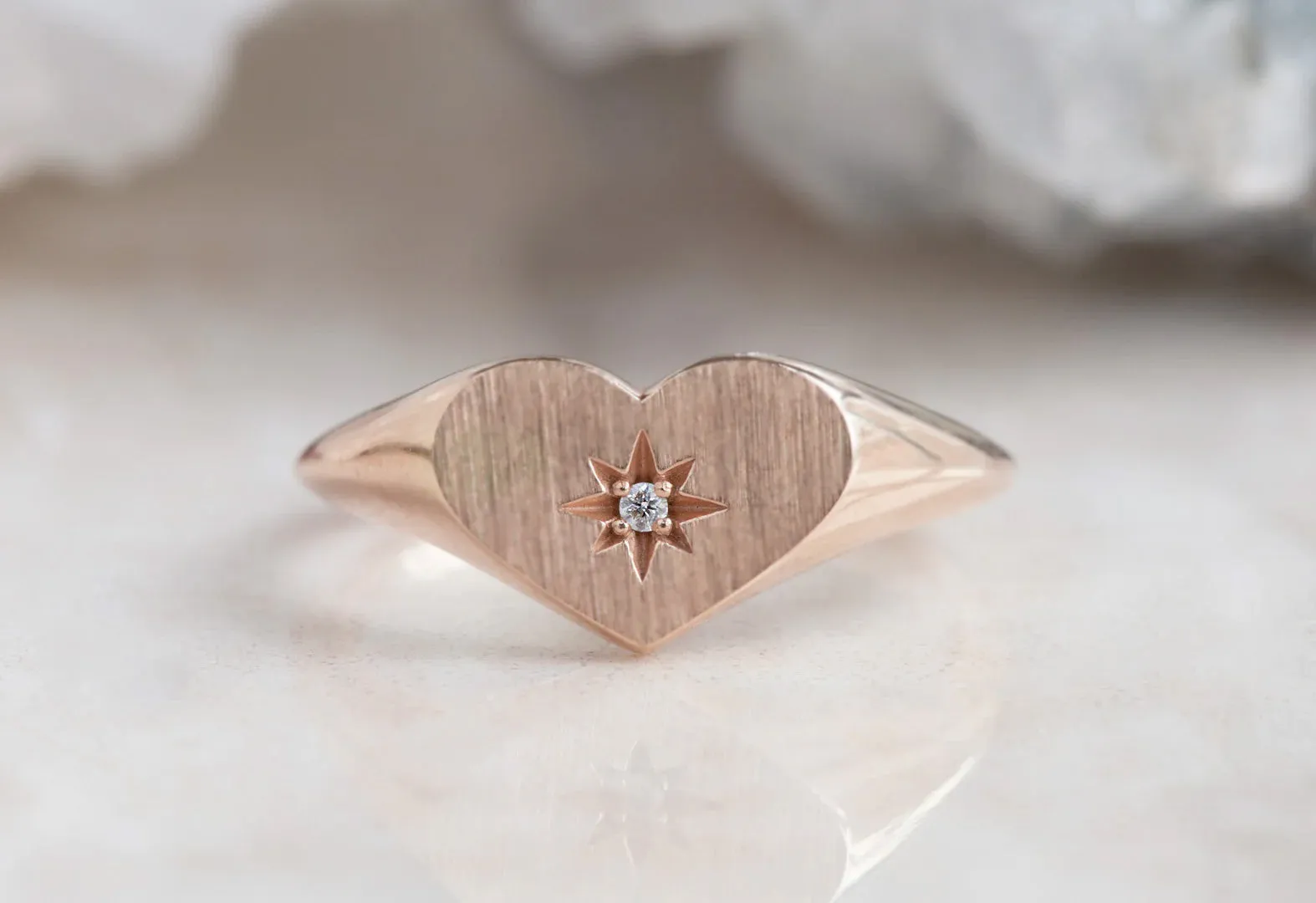 Sweetheart Diamond Signet Ring