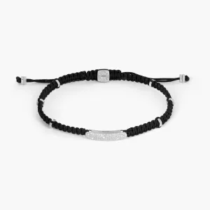 Tateossian Diamond Baton Bracelet in Black Macram and Sterling Silver