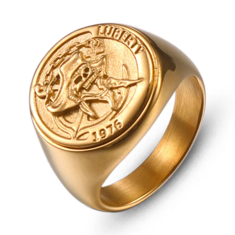 Titanium Steel Pirate Skull Ring for Men - Retro Personalized Stainless Steel Jewelry in European and American Fashion