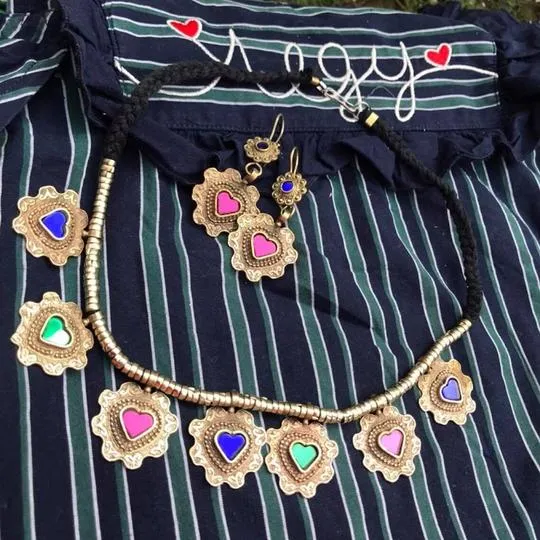 Tribal Antique Necklace and earrings Jewelry Set