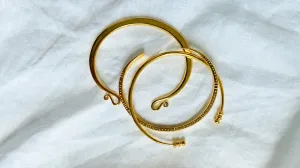 Trio of Golden Bangles. 24kt Gold Plated. Vermeil