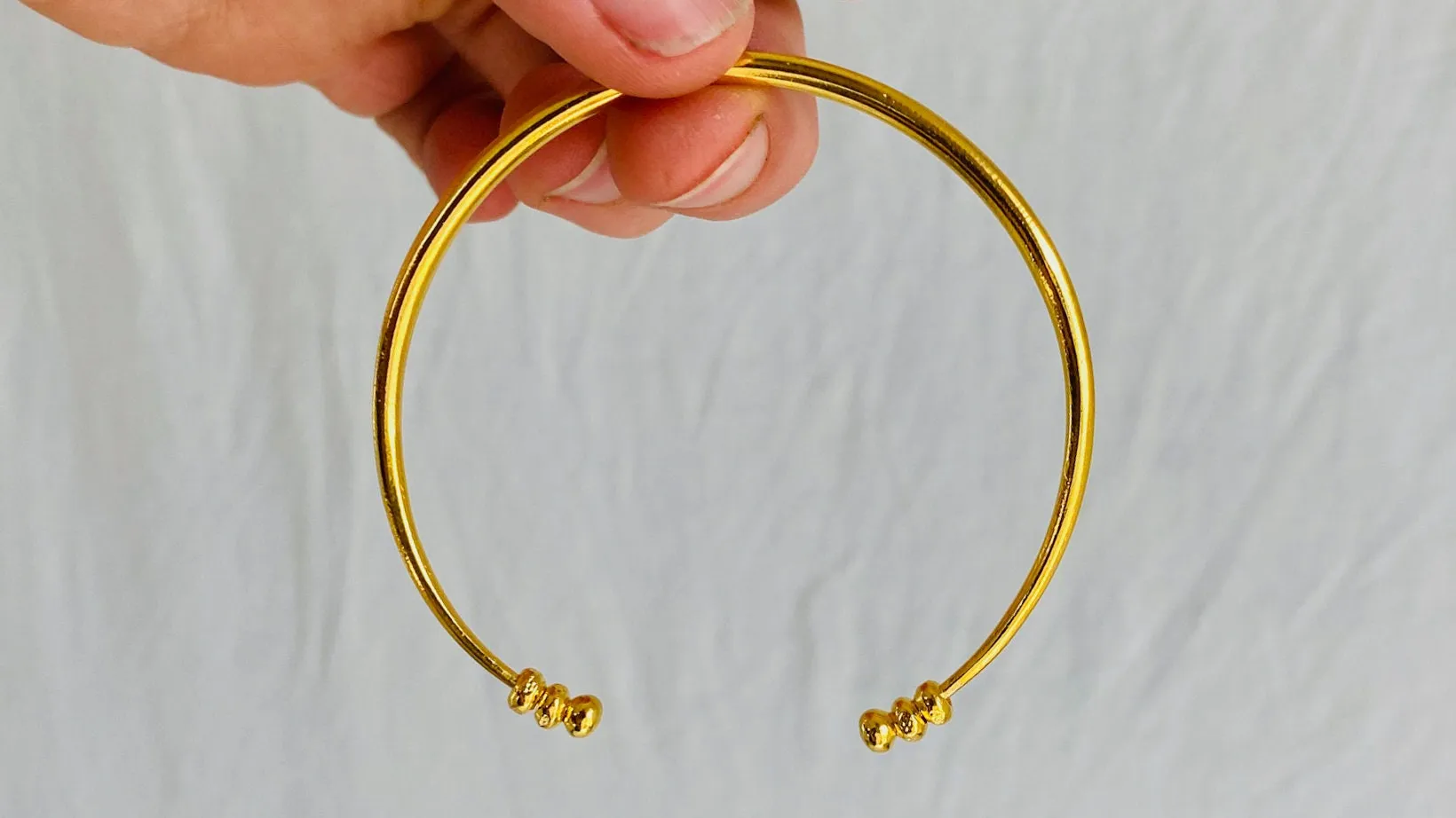 Trio of Golden Bangles. 24kt Gold Plated. Vermeil