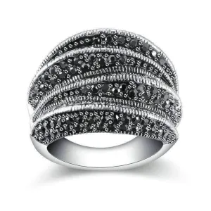 Twisted Black Marcasite Vintage Cocktail Ring