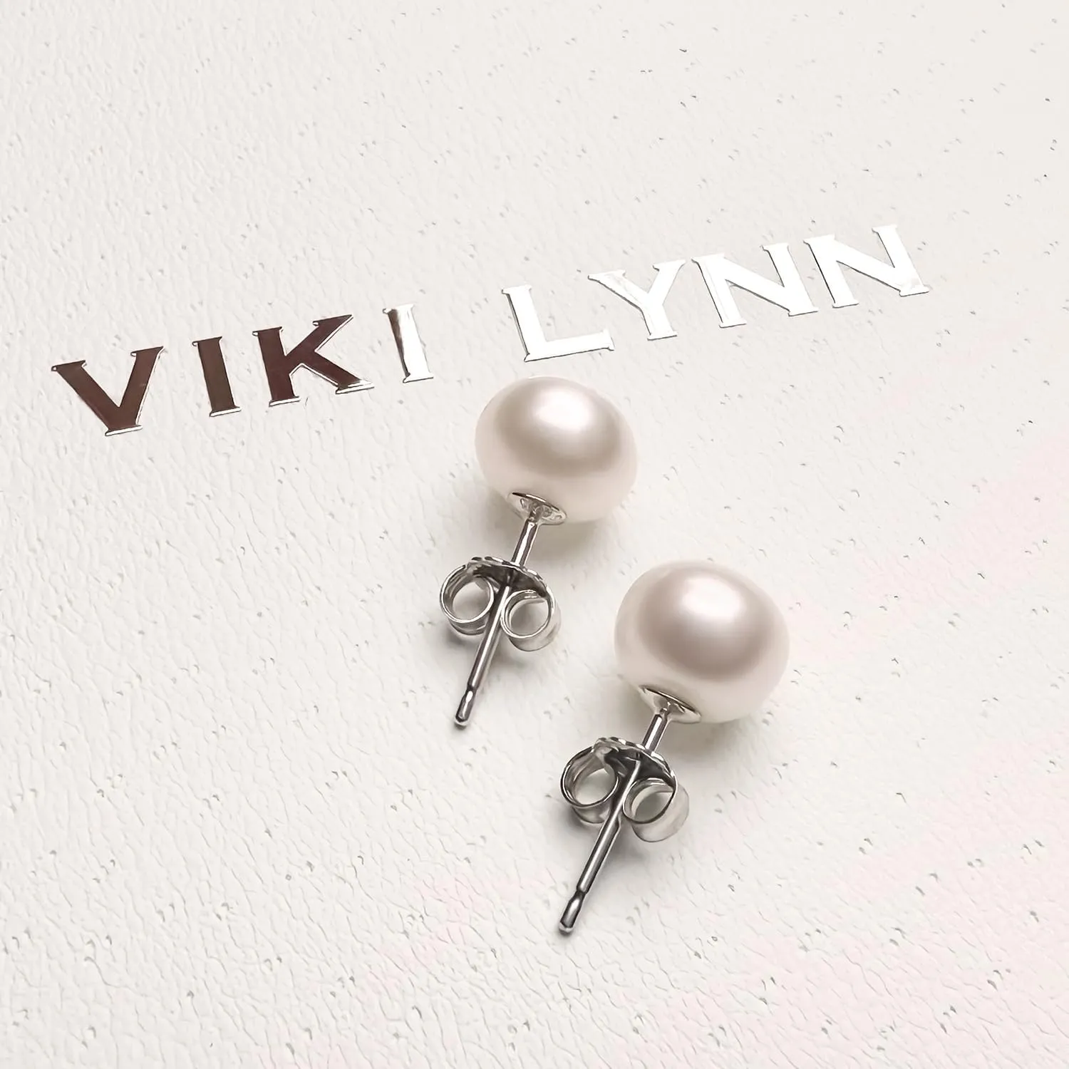 VIKI LYNN Pearl Stud Earrings for Women 925 Sterling Silver Freshwater Cultured 3A Pearl Stud Earrings Women's Jewelry Earrings Mother's Day Wedding Valentines Day Gifts for Women, Brides, Mom, Her