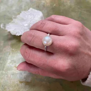 White Satin Solitaire Ring